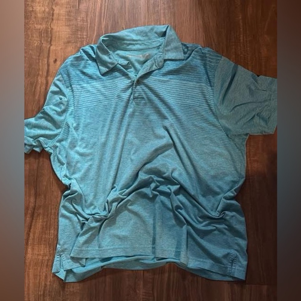 Men's Light Aqua Striped Polo Shirt